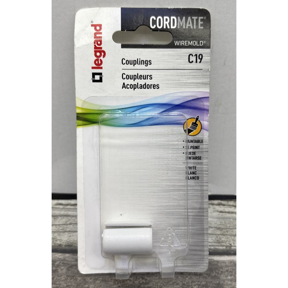 Legrand Wiremold C19 CordMate White Plastic Paintable Couplings, Cord Cover {C5}